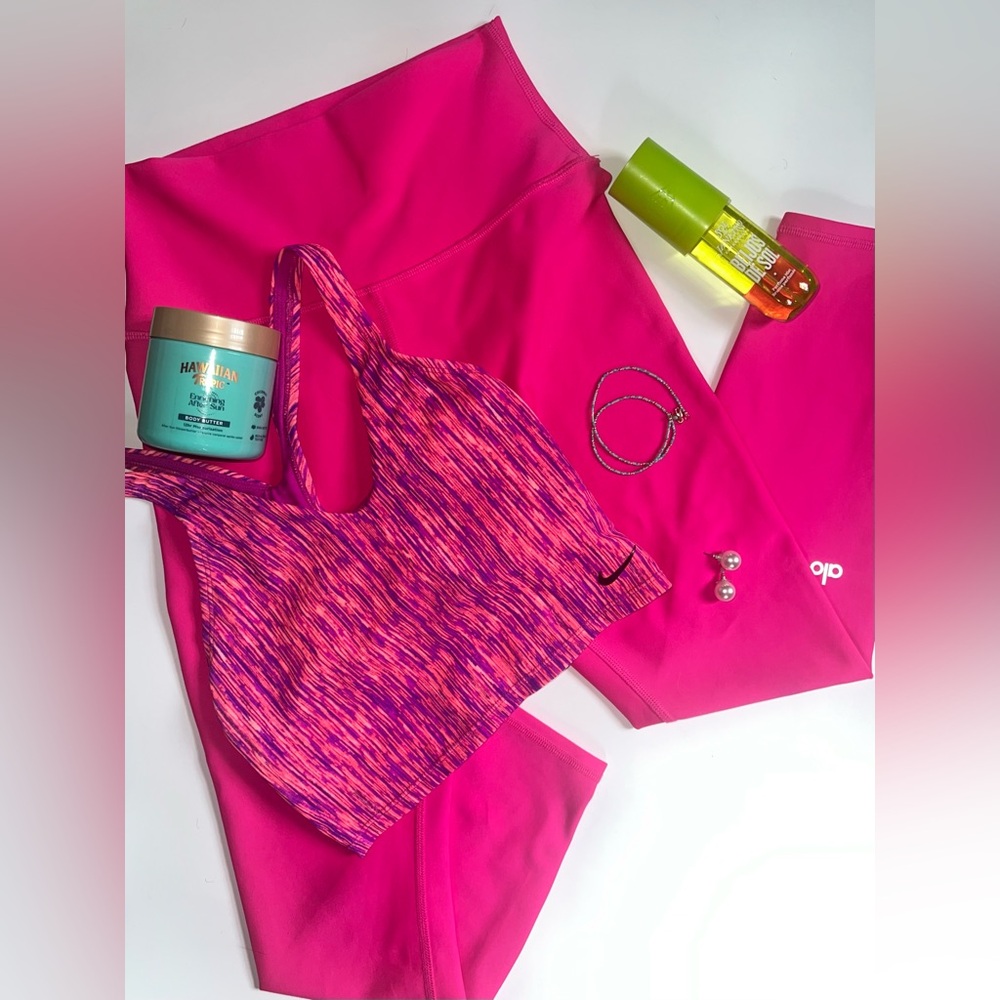 Nike Striated Longline Neon Pink and Purple Sports Bra